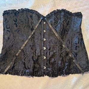 Black Brocade Corset Top - 2X